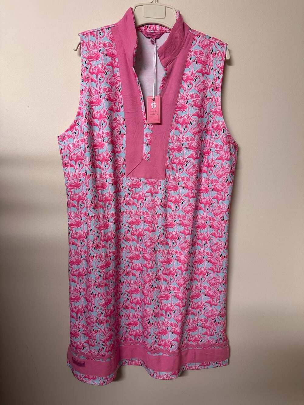 Simply Southern Flamingo Print Sleeveless Tunic Dress XXL